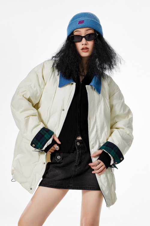 Color Block Collar Down Jacket