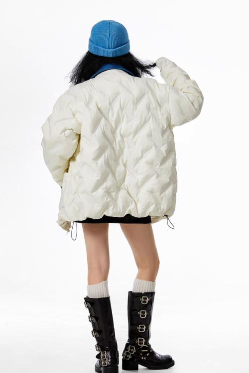 Color Block Collar Down Jacket