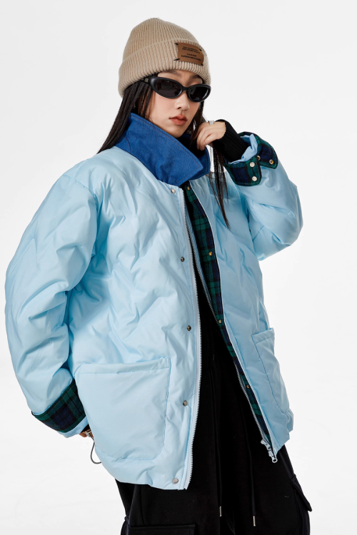 Color Block Collar Down Jacket