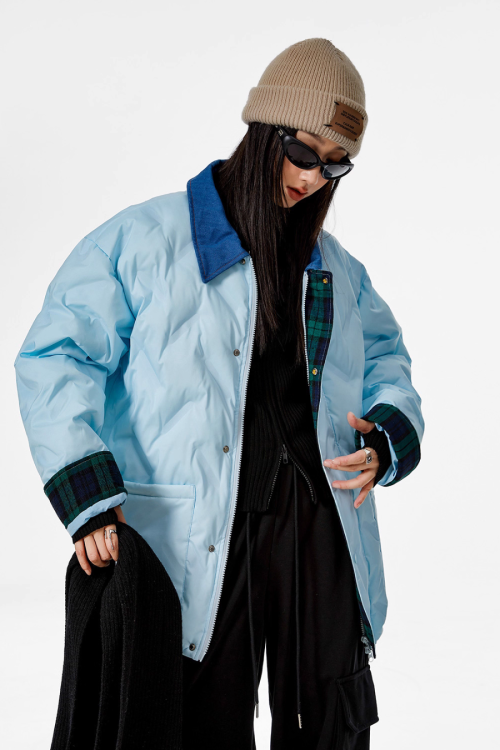 Color Block Collar Down Jacket