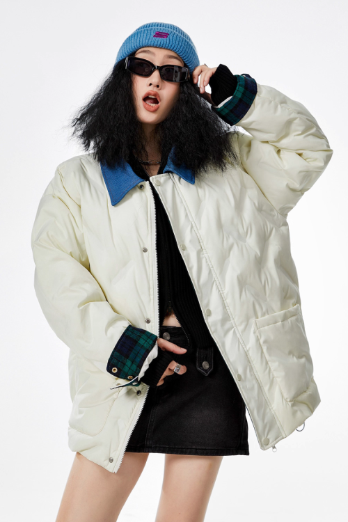 Color Block Collar Down Jacket