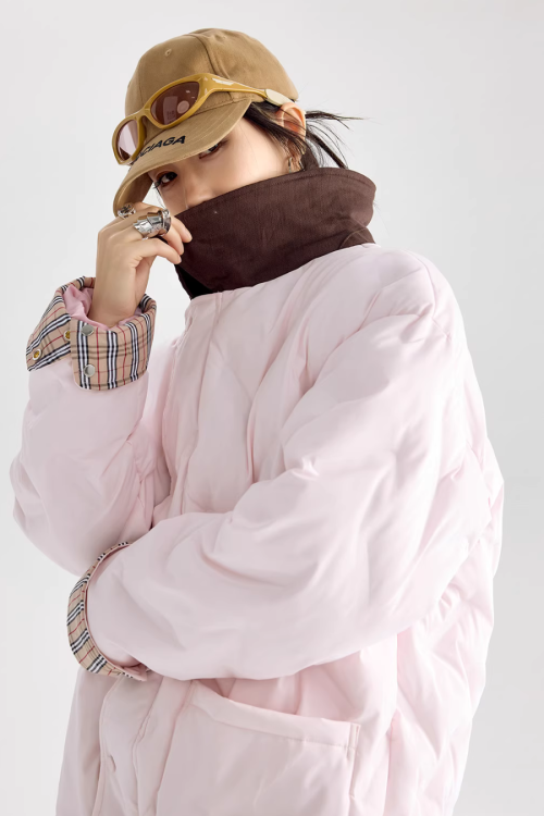 Color Block Collar Down Jacket