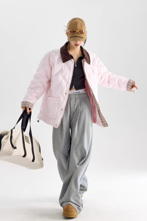 Color Block Collar Down Jacket