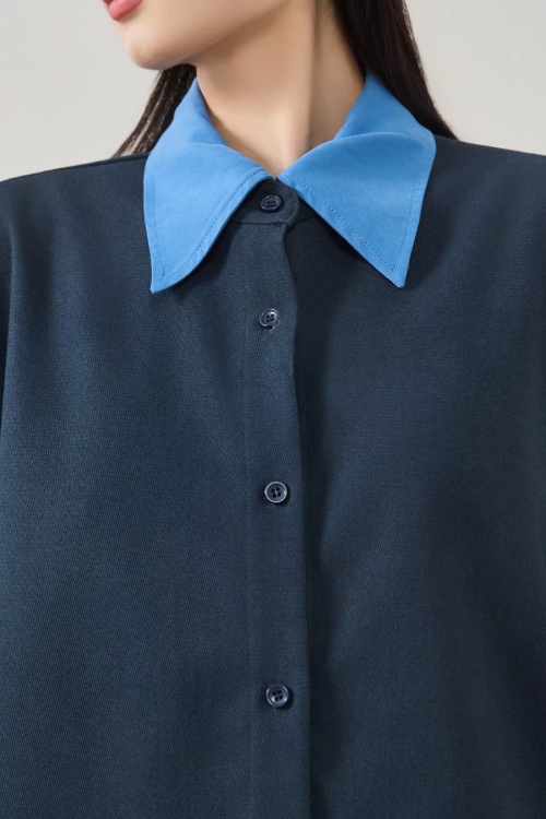 Color-Block Layered Oversized Shirt