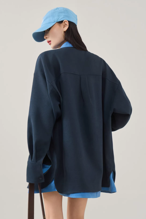 Color-Block Layered Oversized Shirt