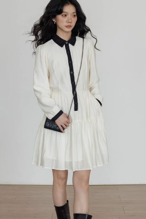 Color-Block Shirt Dress