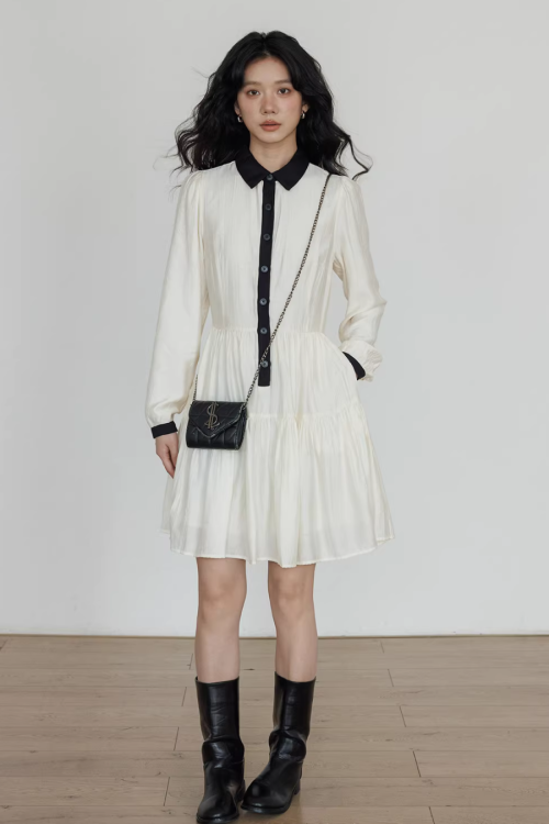 Color-Block Shirt Dress