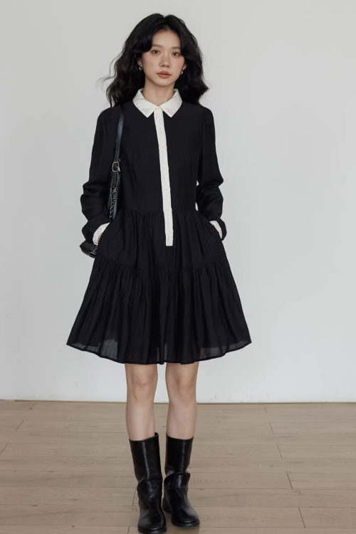 Color-Block Shirt Dress