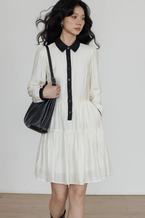 Color-Block Shirt Dress