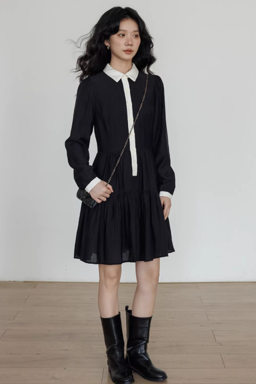 Color-Block Shirt Dress