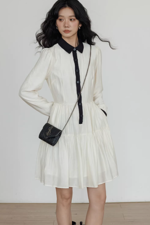 Color-Block Shirt Dress