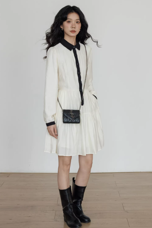 Color-Block Shirt Dress