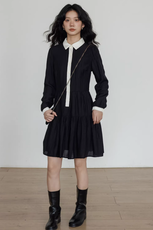 Color-Block Shirt Dress