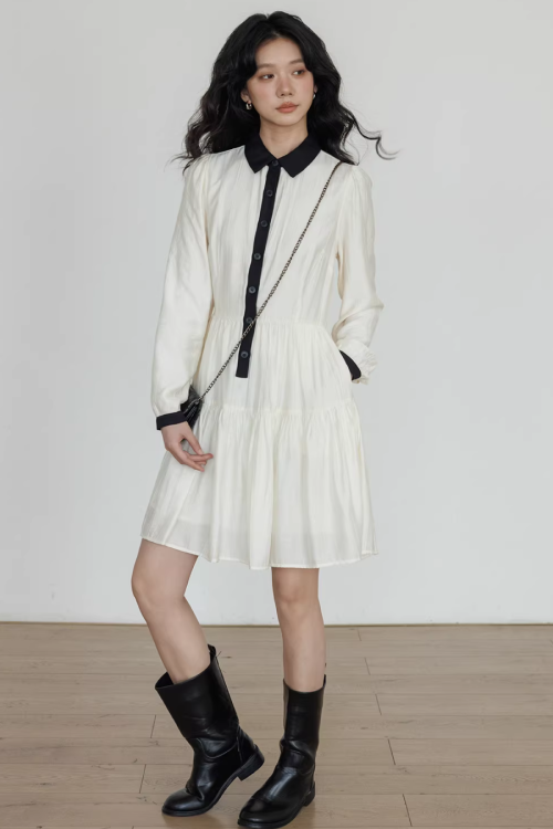 Color-Block Shirt Dress