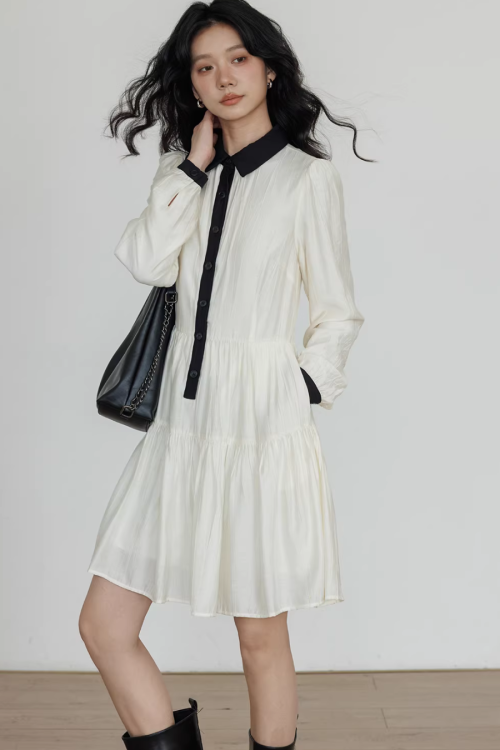 Color-Block Shirt Dress