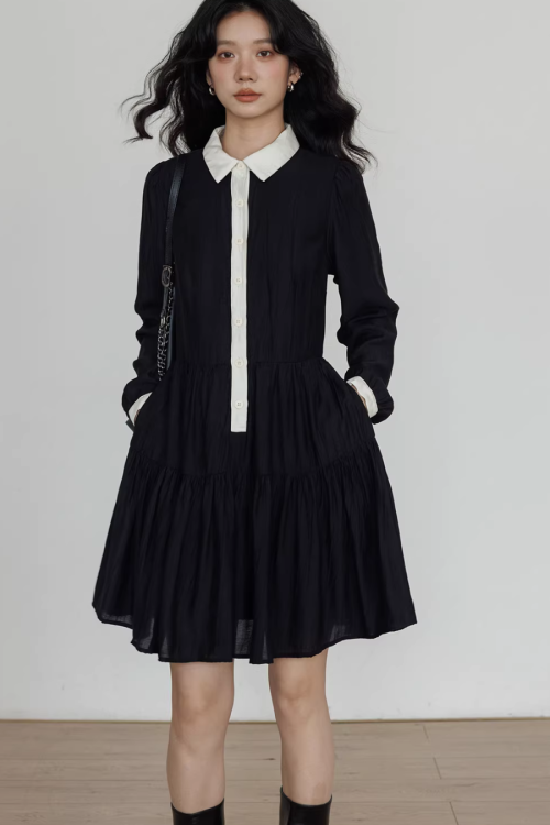 Color-Block Shirt Dress