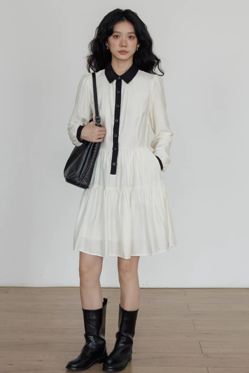 Color-Block Shirt Dress