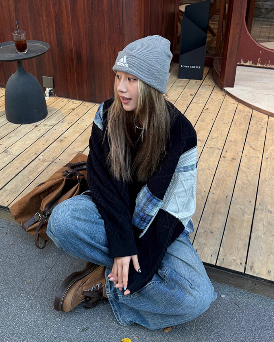 Color Blocking Design Plaid Sweater Color Blocking Design Plaid Sweater