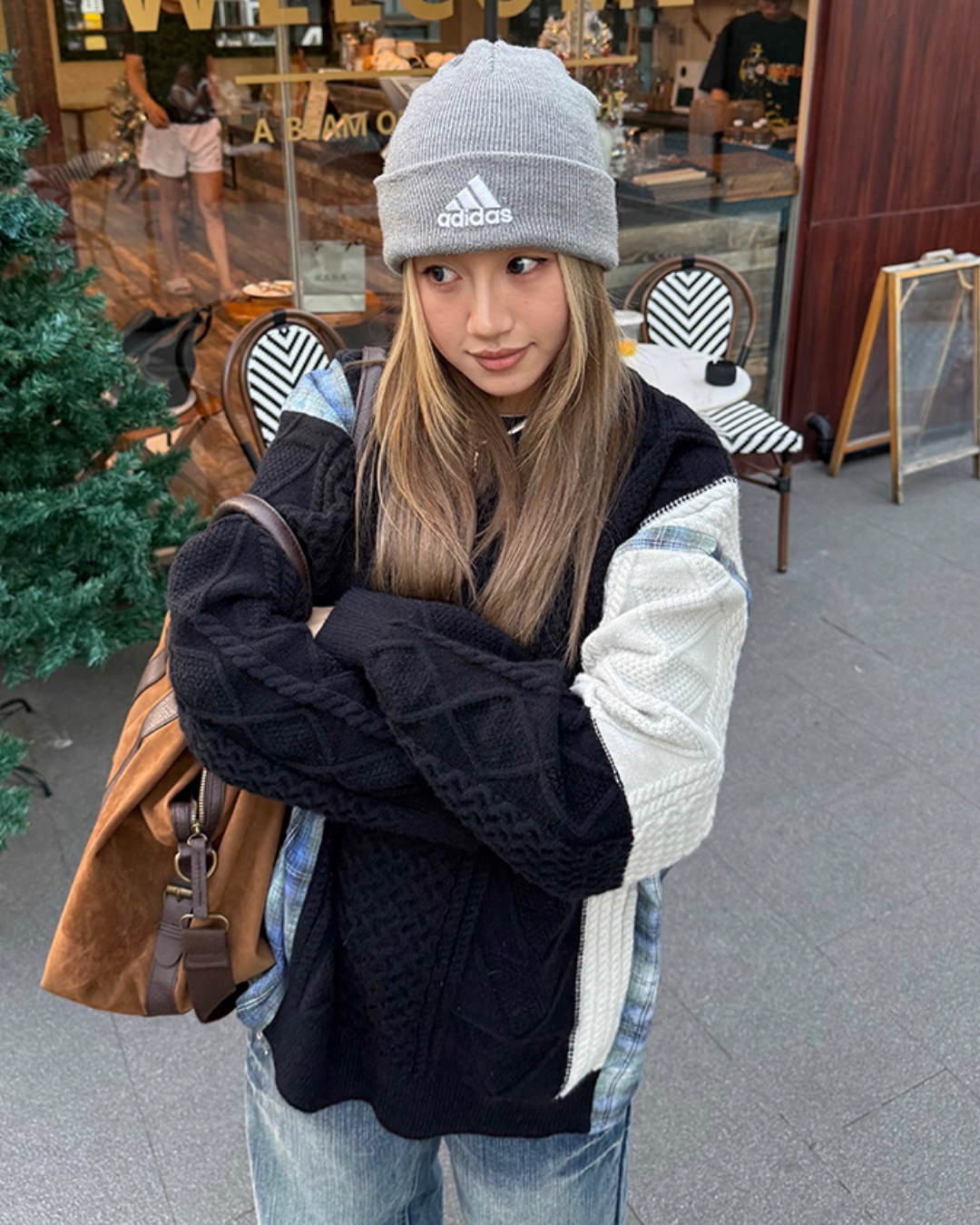 Color Blocking Design Plaid Sweater Color Blocking Design Plaid Sweater