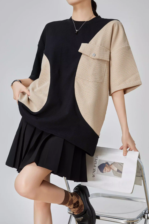 Color Blocking Short Sleeve T-Shirt