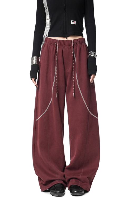 Color Contrast Stitch Sweat Pants