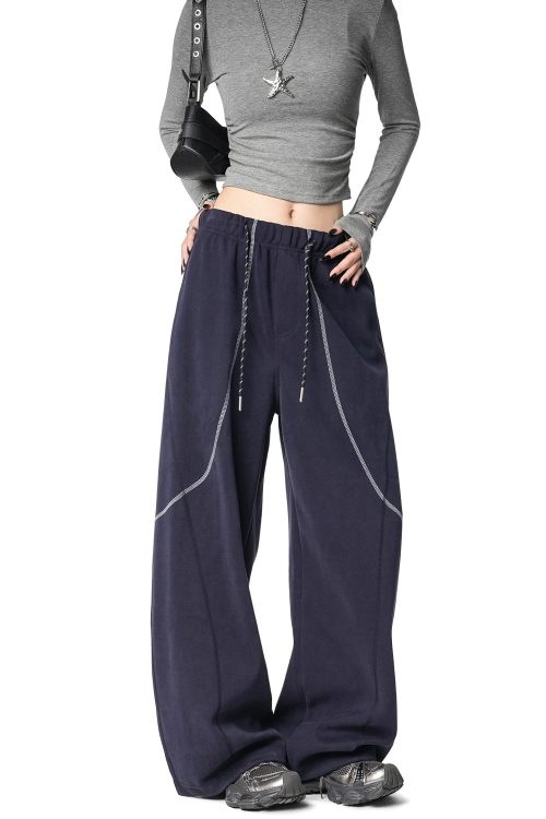 Color Contrast Stitch Sweat Pants