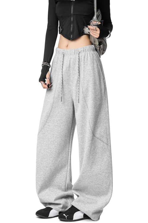 Color Contrast Stitch Sweat Pants
