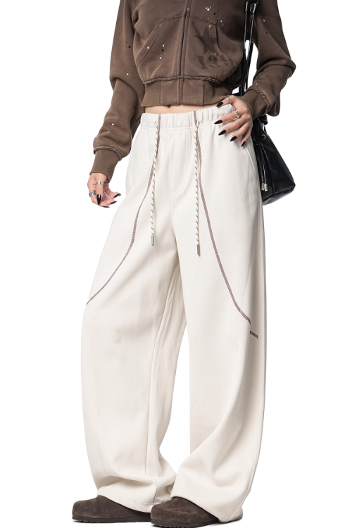 Color Contrast Stitch Sweat Pants