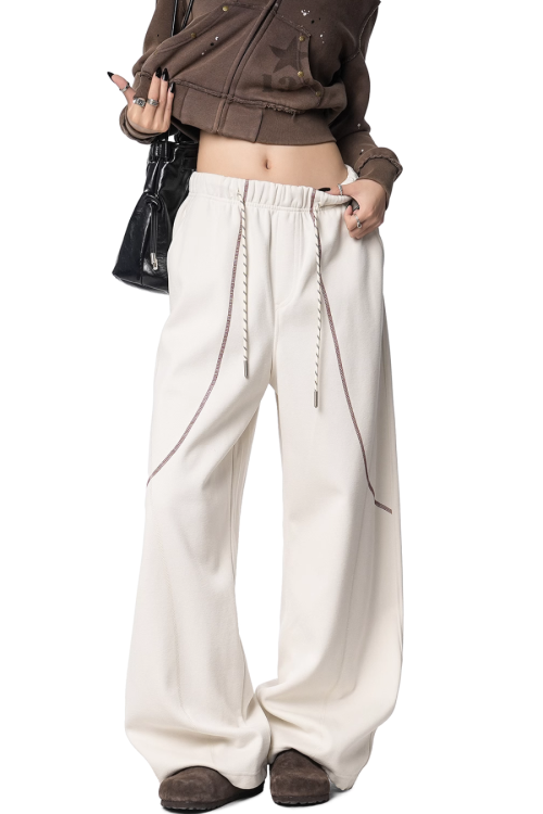 Color Contrast Stitch Sweat Pants