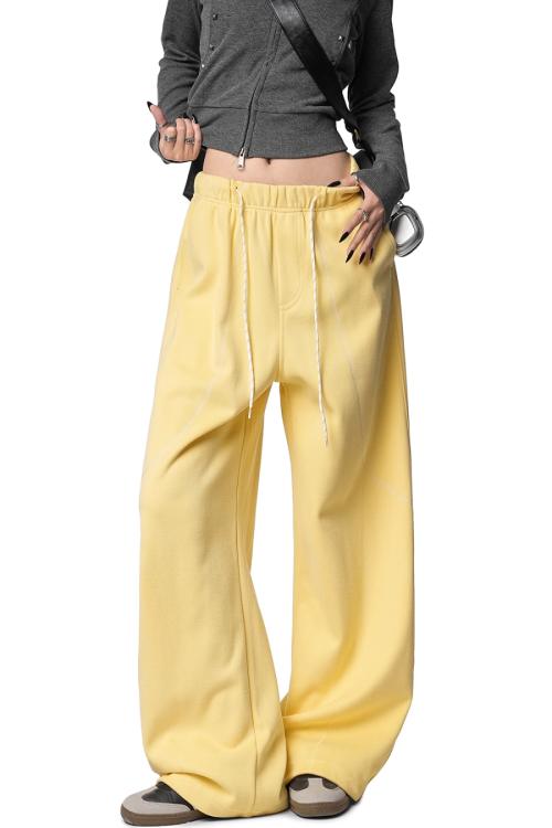 Color Contrast Stitch Sweat Pants