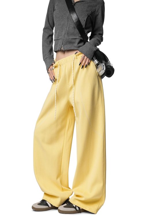 Color Contrast Stitch Sweat Pants