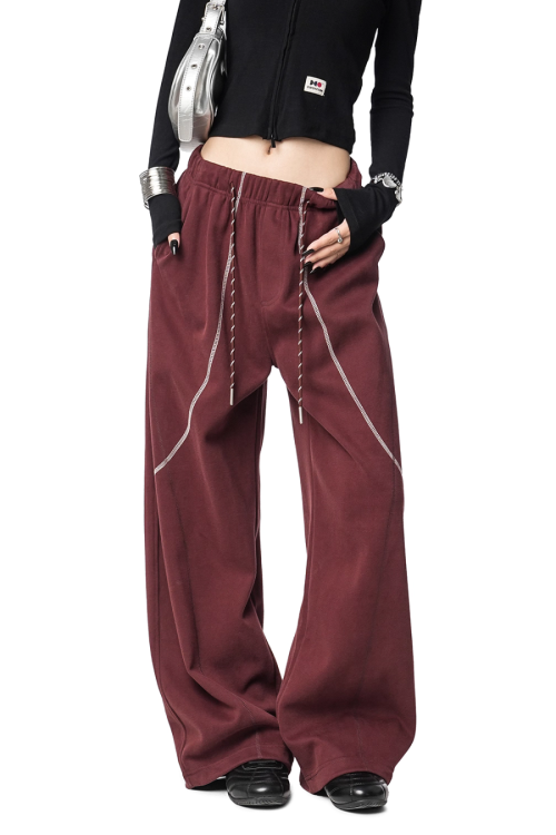 Color Contrast Stitch Sweat Pants
