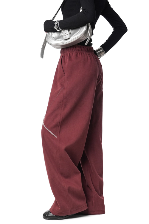 Color Contrast Stitch Sweat Pants