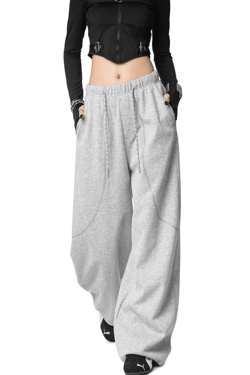 Color Contrast Stitch Sweat Pants