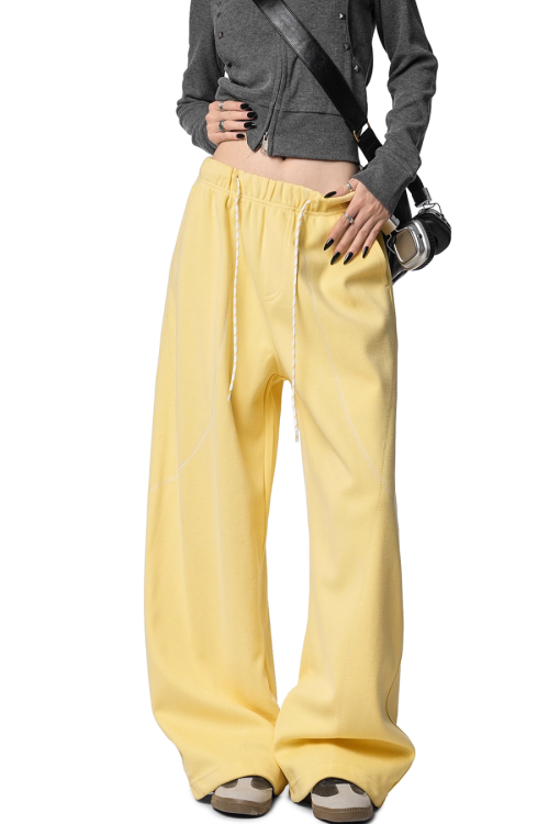 Color Contrast Stitch Sweat Pants