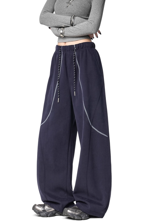 Color Contrast Stitch Sweat Pants
