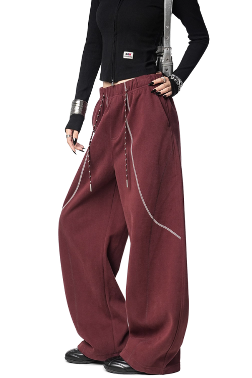 Color Contrast Stitch Sweat Pants