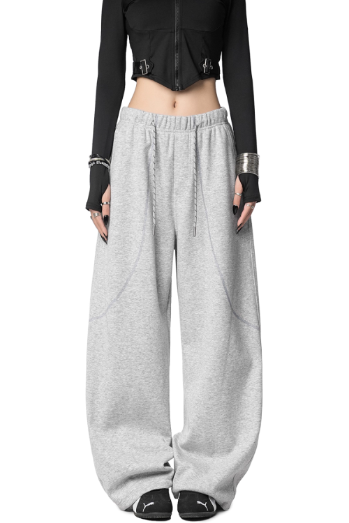 Color Contrast Stitch Sweat Pants