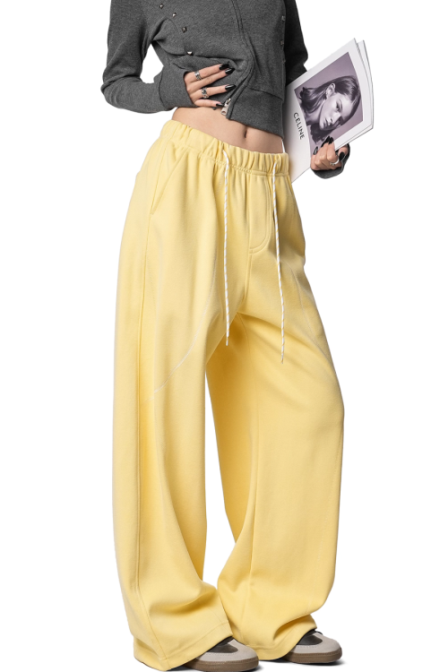 Color Contrast Stitch Sweat Pants