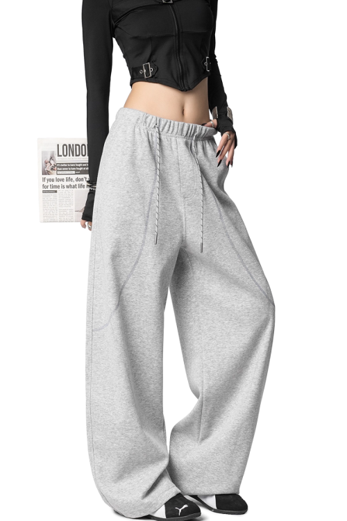 Color Contrast Stitch Sweat Pants