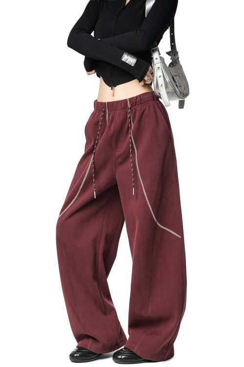 Color Contrast Stitch Sweat Pants