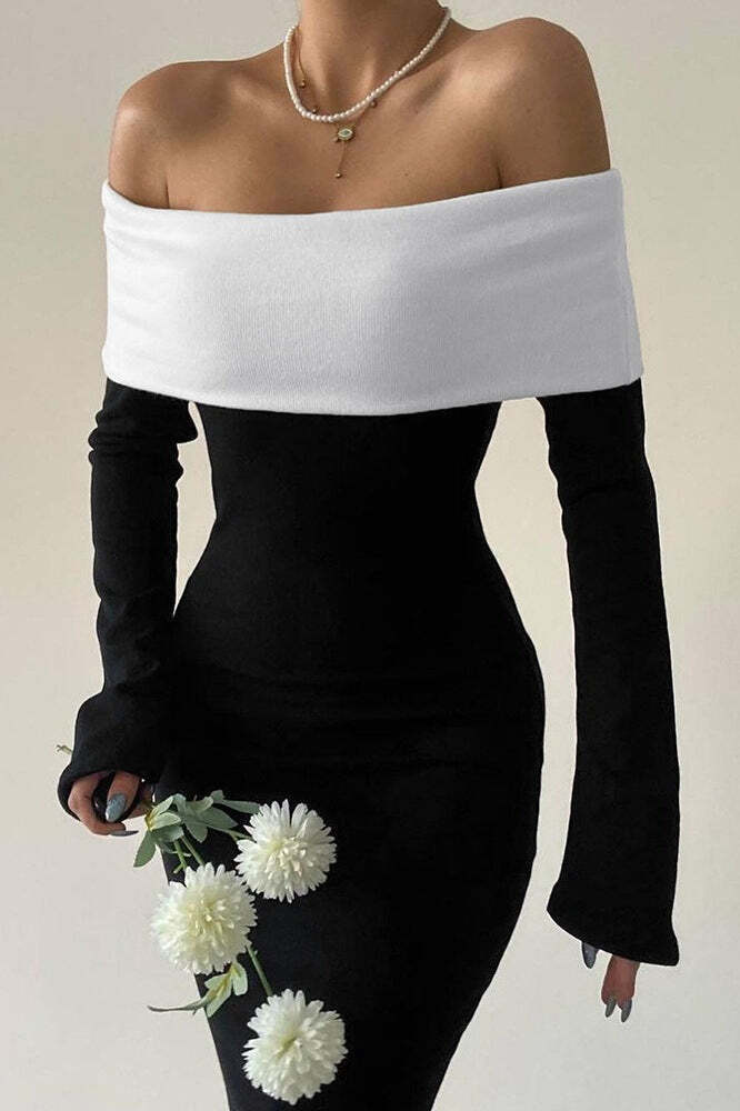 Colorblock Off Shoulder Bodycon Maxi Dress Colorblock Off Shoulder Bodycon Maxi Dress