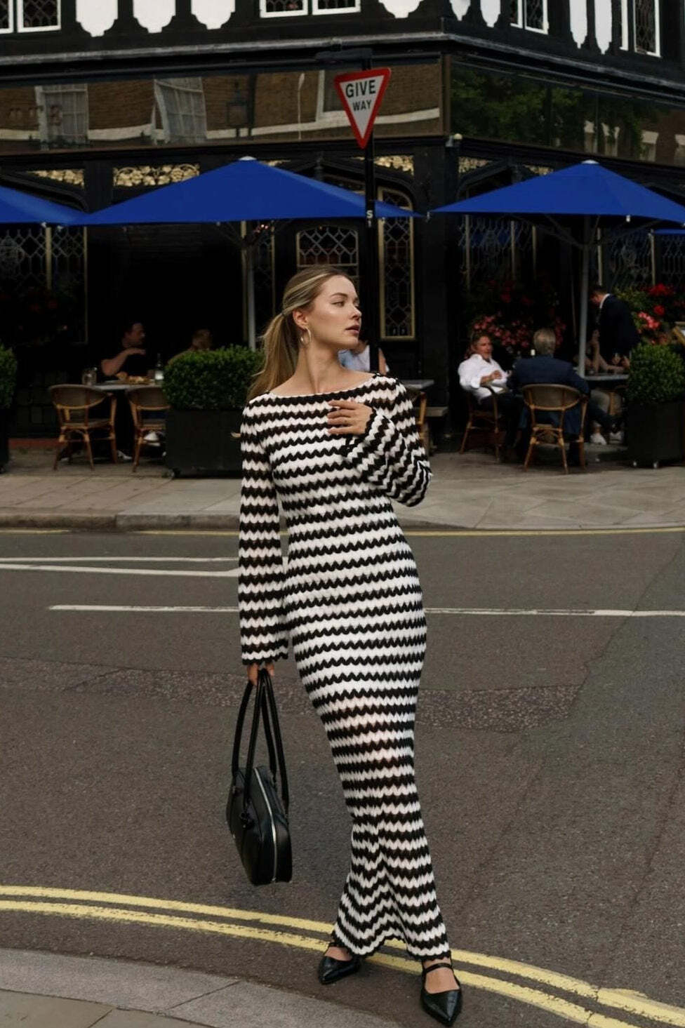 Colorblock Stripe Long Sleeve Maxi Dress