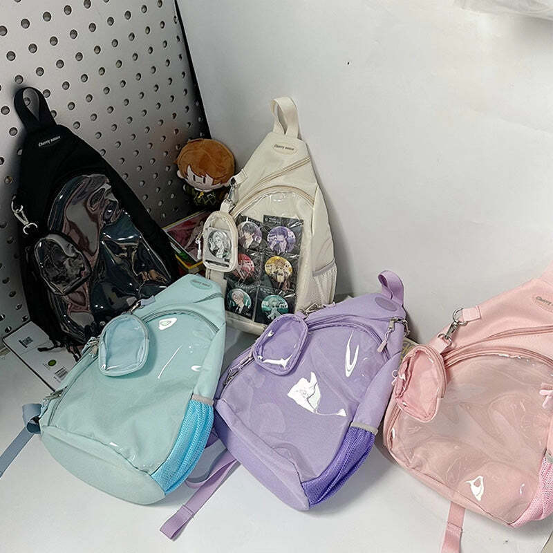Convertible Ita Bag with Clear Window for Pin Display Convertible Ita Bag with Clear Window for Pin Display