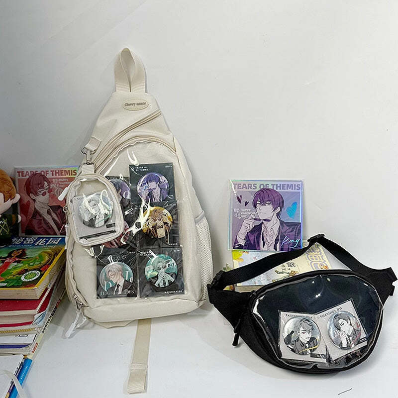 Convertible Ita Bag with Clear Window for Pin Display Convertible Ita Bag with Clear Window for Pin Display