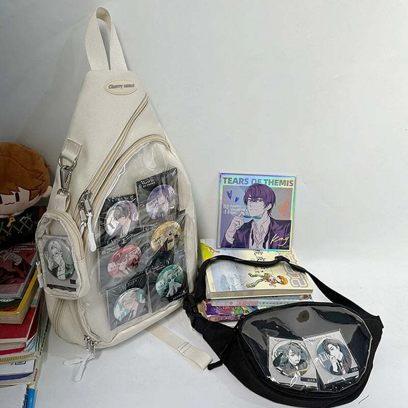 Convertible Ita Bag with Clear Window for Pin Display Convertible Ita Bag with Clear Window for Pin Display