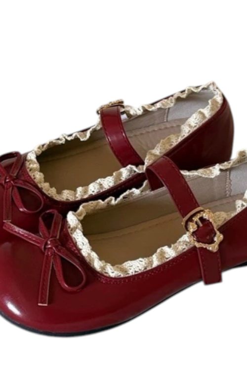 Coquette Lace Trim Mary Jane Flats