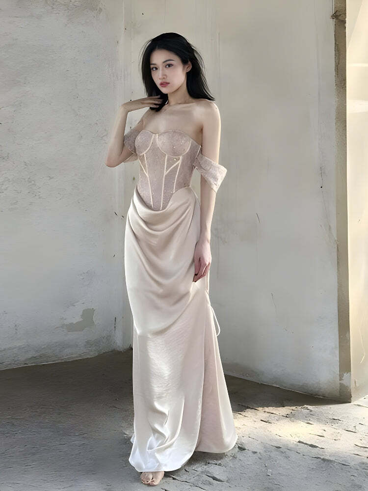 Corset Satin Maxi Dress