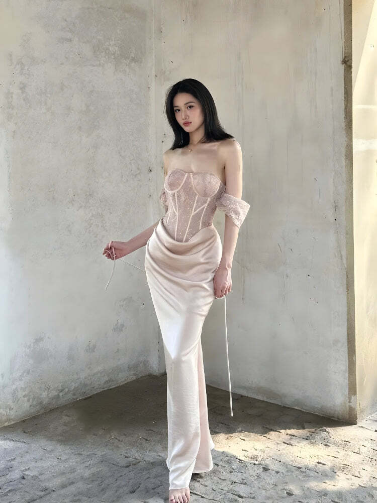 Corset Satin Maxi Dress