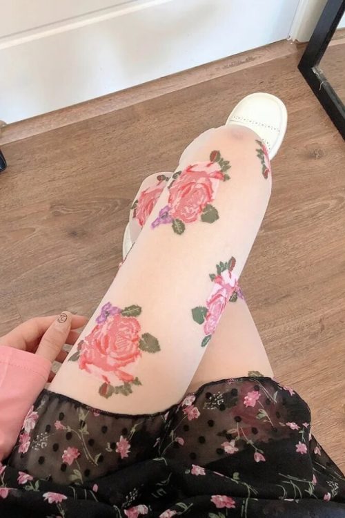 Cottagecore Rose Sheer Tights